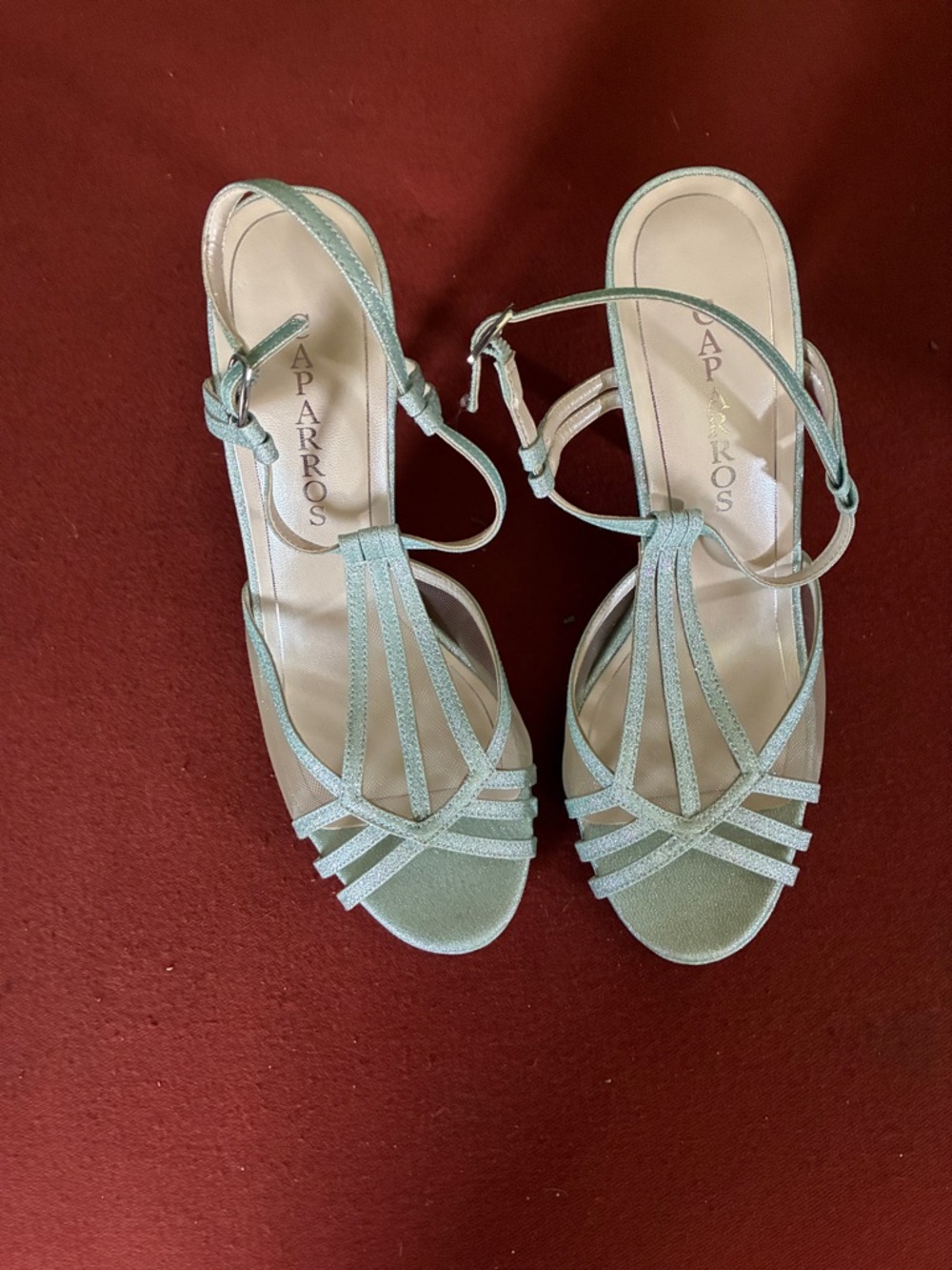 Caparros Seafoam Strappy Slingback Heels